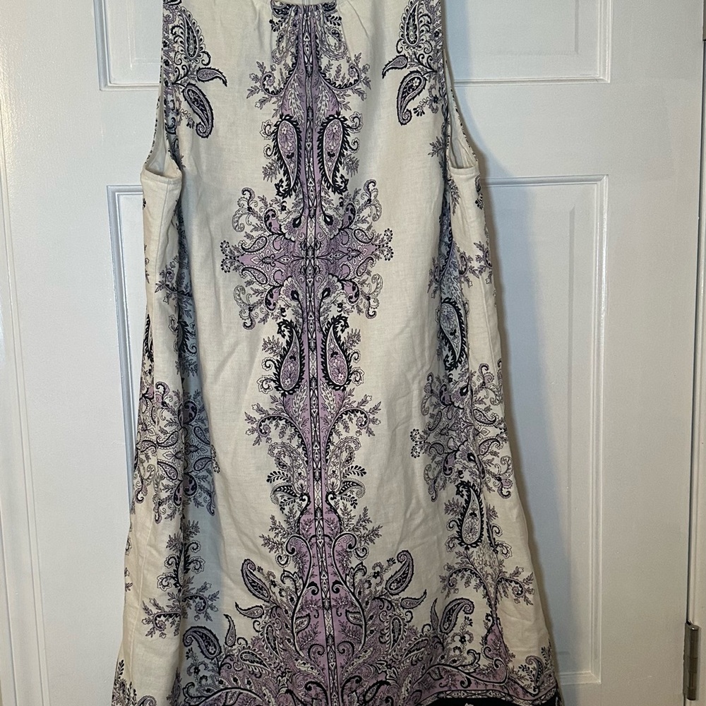 LOFT Cream Mini Dress with Lavender Paisley Design